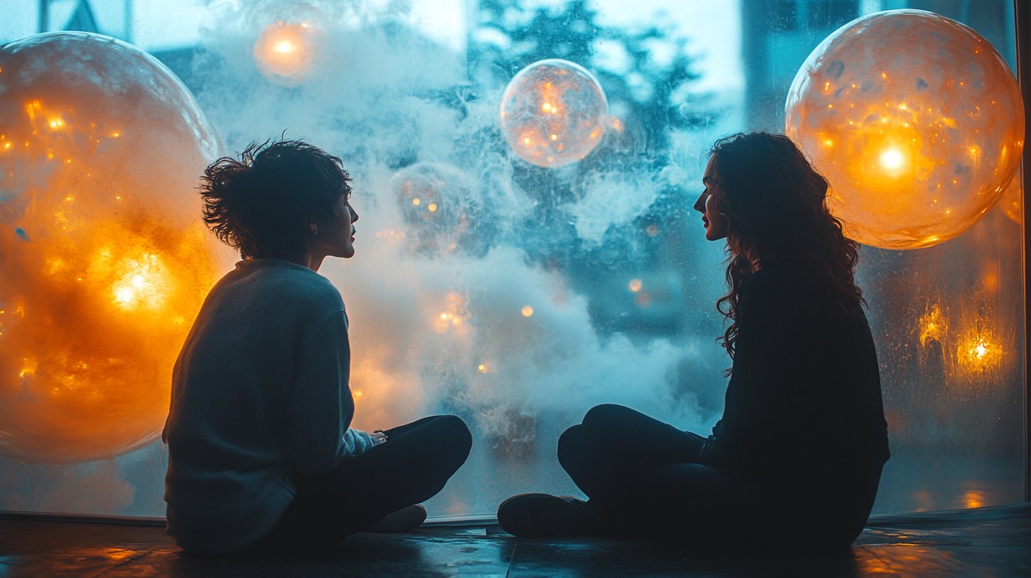 Eine abstrakte Darstellung intuitiver Kommunikation zwischen zwei Figuren.