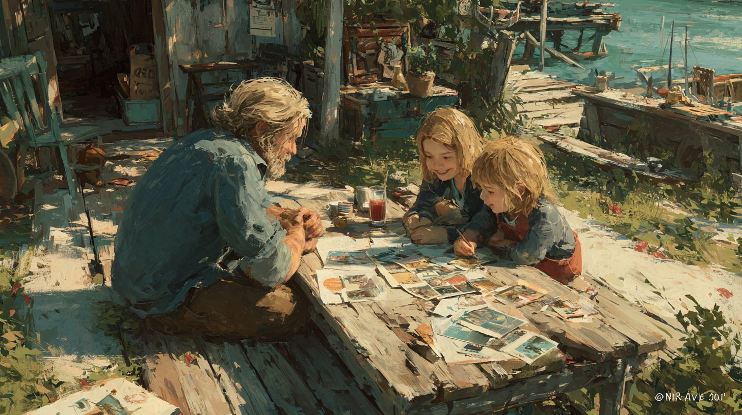 Familie teilt nostalgische Erinnerungen an gemeinsame Abenteuer.