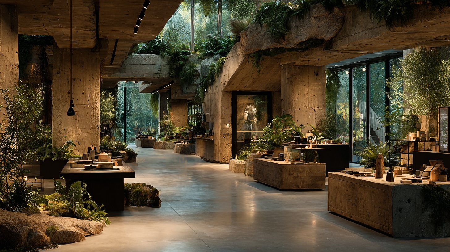 Eine nachdenkliche Darstellung von Nachhaltigkeit im phygitalen Einkaufsumfeld.