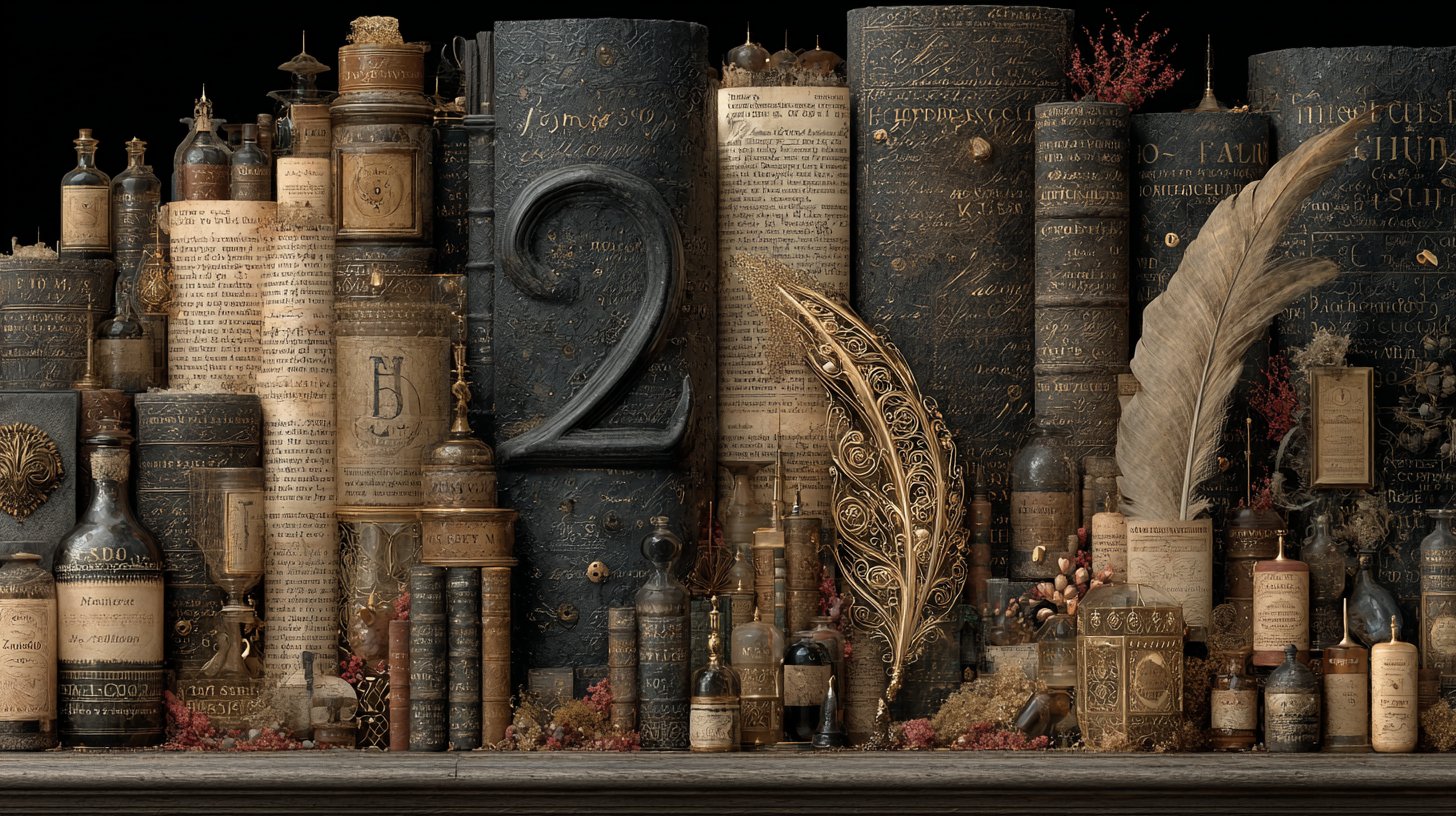 Zahlen und Literatur vereinen sich in einer kreativen Collage.