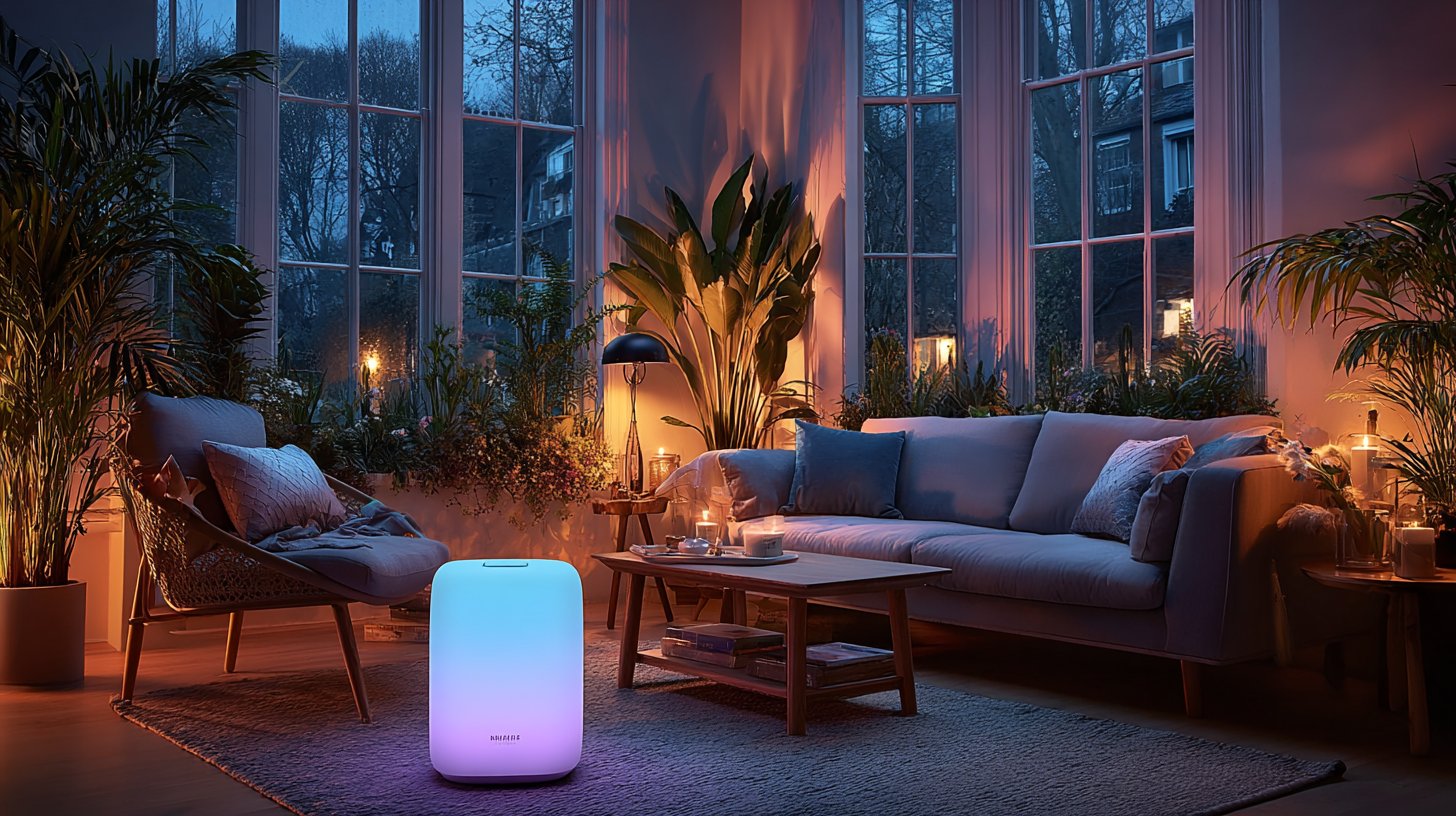 Lebendige Smart-Home-Umgebung mit vernetzten Geräten in harmonischem Raum.
