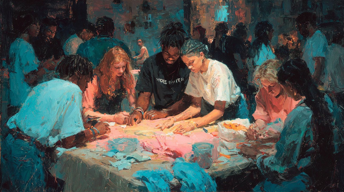 Un événement communautaire célèbre la joie et la connexion dans un espace commercial.