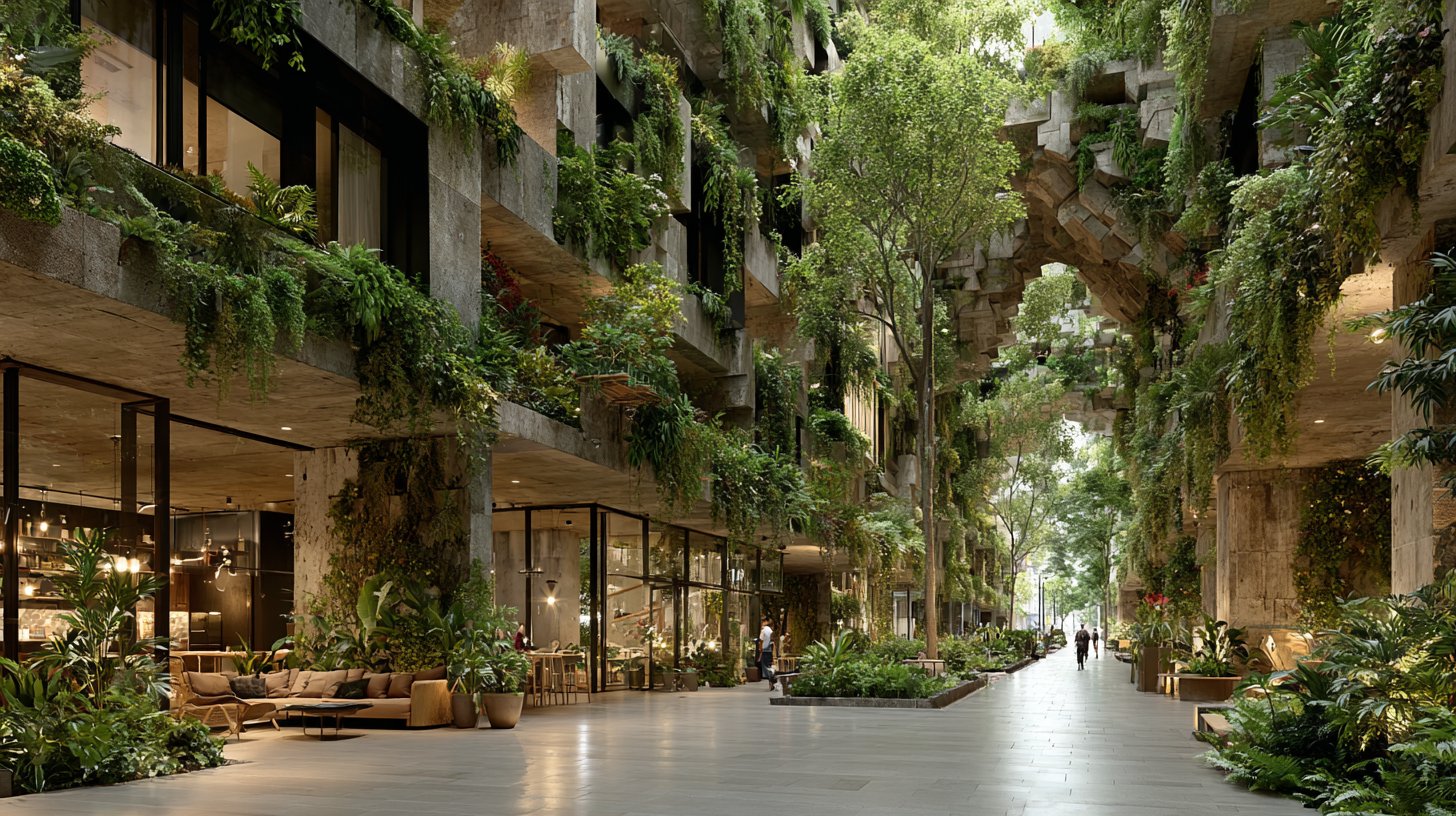 Innovative grüne Architektur vereint mit der Natur.