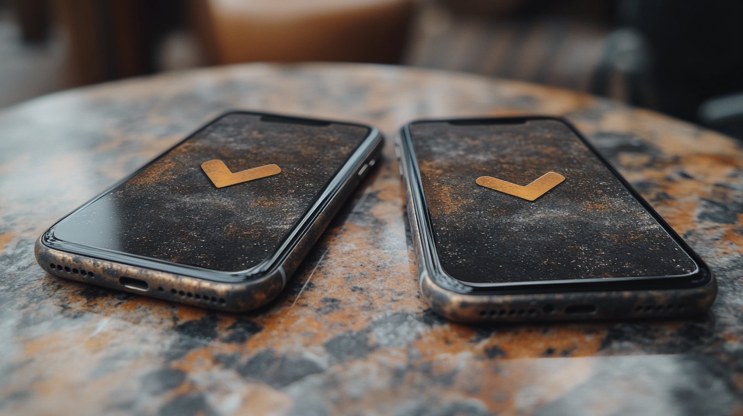 Primer plano de dos smartphones, uno mostrando una notificación de mensaje.