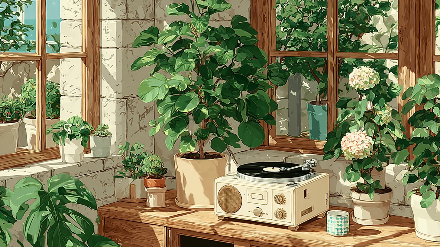 Ein gemütlicher Raum, der zeigt, wie man Naturgeräusche integriert.