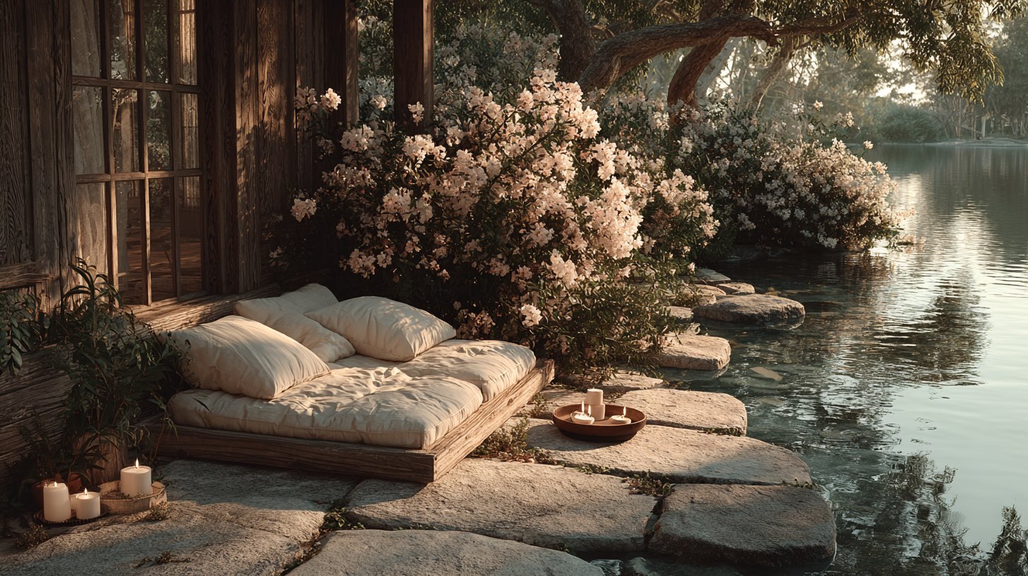 Ein künstlerisches Bild eines kreativen, friedlichen Außenbereichs.