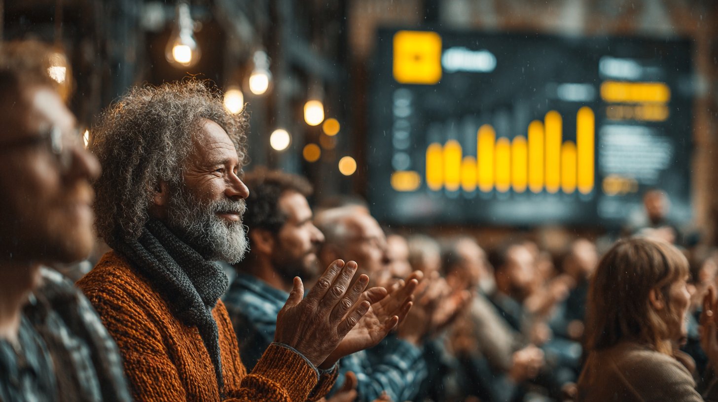 Feierlicher Erfolg in der Besprechung.