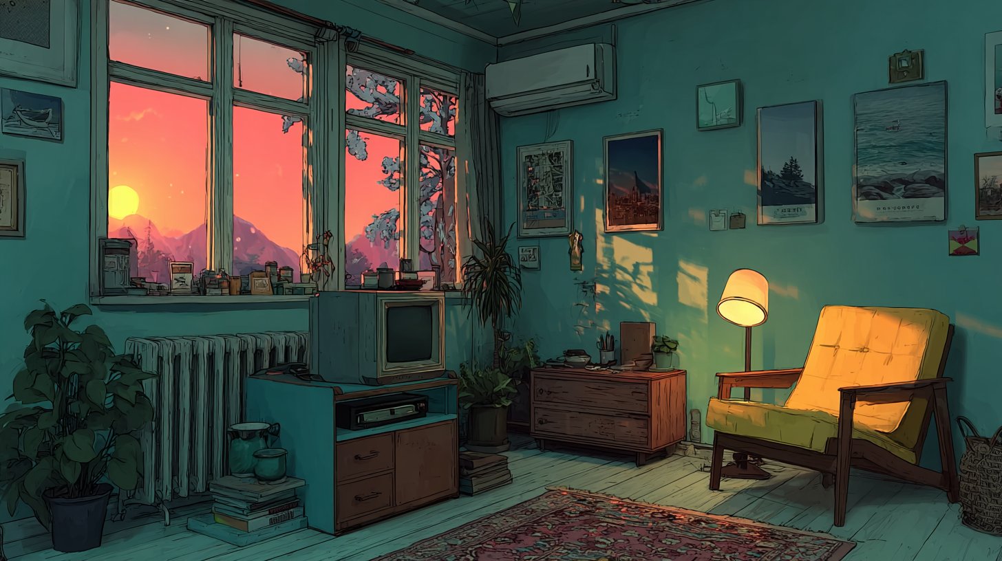 Einladendes Interieur mit sanfter Beleuchtung und beruhigenden Farben.