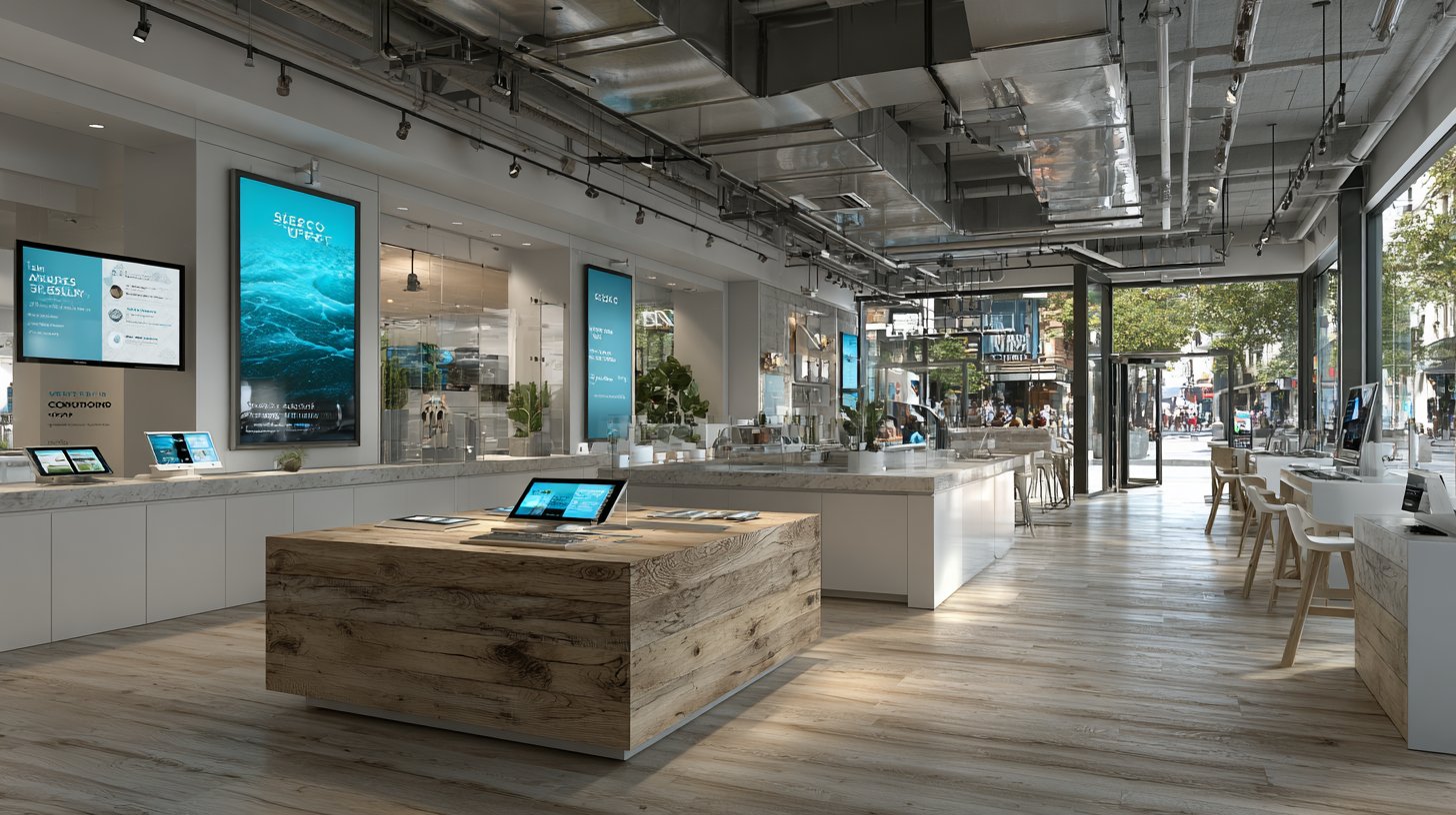 Un espace de vente dynamique avec des installations interactives.